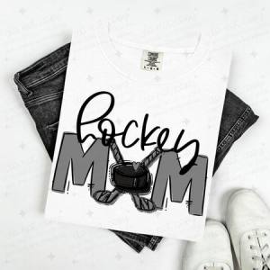 HOCKEY MOM - GREY/NO FLOWER - DTF TRANSFER