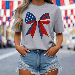 COQUETTE PATRIOTIC BOW - FAUX GLITTER - DTF TRANSFER