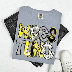 WRESTLING - YELLOW/SILVER/BLACK - DTF TRANSFER