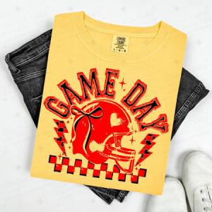 COQUETTE GAME DAY - RED OUTLINE/BLACK- DTF TRANSFER