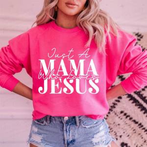 JUST A MAMA WHO LOVES JESUS - DTF TRANSFER