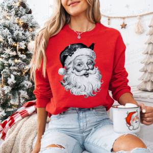 VINTAGE BLACK AND WHITE SANTA - DTF TRANSFER