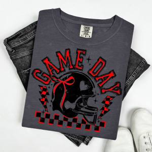 COQUETTE GAME DAY - BLACK OUTLINE/RED - DTF TRANSFER