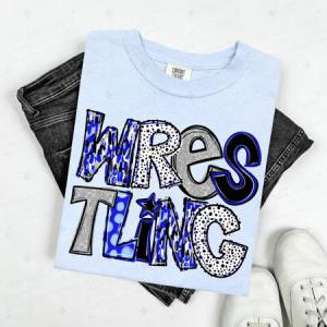 WRESTLING - BLUE/SILVER/BLACK - DTF TRANSFER