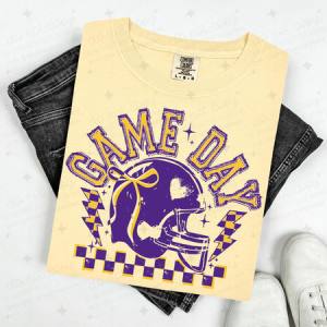 COQUETTE GAME DAY - PURPLE OUTLINE/YELLOW - DTF TRANSFER