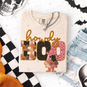 HOWDY BOO - FAUX EMBROIDERY - DTF TRANSFER