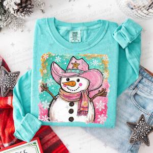 WATERCOLOR WESTERN SNOWMAN - DTF TRANSFER