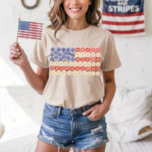 FLORAL AMERICAN FLAG - DTF TRANSFER