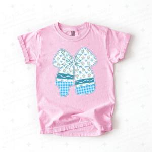 COQUETTE BLUE FLORAL CRAYON BOW - DTF TRANSFER