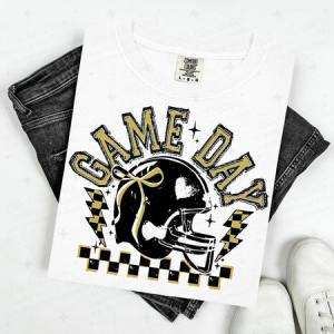 COQUETTE GAME DAY - BLACK OUTLINE/GOLD - DTF TRANSFER