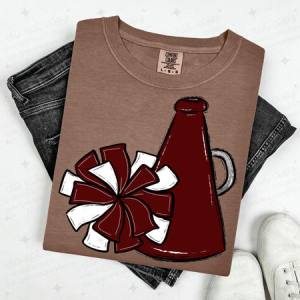 POMPOM & MEGAPHONE - MAROON - DTF TRANSFER