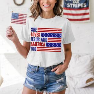 SHE LOVES JESUS AND AMERICA TOO - DTF TRANSFER