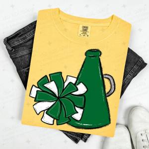 POMPOM & MEGAPHONE - KELLY GREEN - DTF TRANSFER