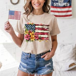 FLORAL AMERICAN FLAG - DTF TRANSFER
