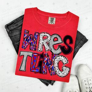WRESTLING - RED/BLUE/SILVER/BLACK - DTF TRANSFER