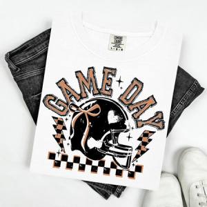 COQUETTE GAME DAY - BLACK OUTLINE/ORANGE - DTF TRANSFER