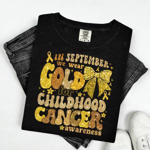 COQUETTE IN SEPTEMBER WE WEAR GOLD - FAUX SEQUIN & GLITTER - DTF TRANSFER