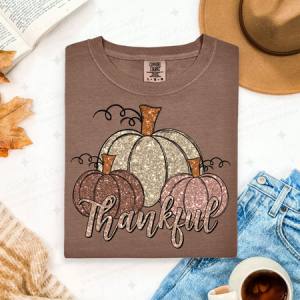 THANKFUL - FAUX GLITTER - DTF TRANSFER