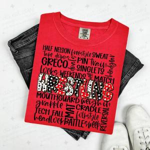 WRESTLING DOODLE - RED/BLACK/WHITE - DTF TRANSFER