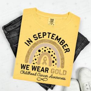 IN SEPTEMBER WE WEAR GOLD - FAUX GLITTER - DTF TRANSFER