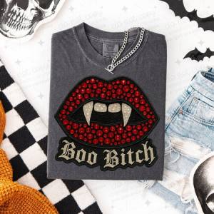 BOO BITCH - FAUX RHINESTONES/FAUX EMBROIDERY - DTF TRANSFER