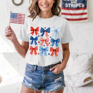 COQUETTE PATRIOTIC BOW GRID - DTF TRANSFER