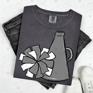 POMPOM & MEGAPHONE - GRAY - DTF TRANSFER