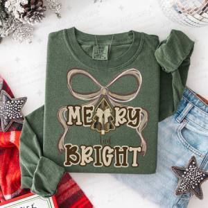 COQUETTE CAMO MERRY AND BRIGHT WITH CHRISTMAS TREE - DTF TRANSFER