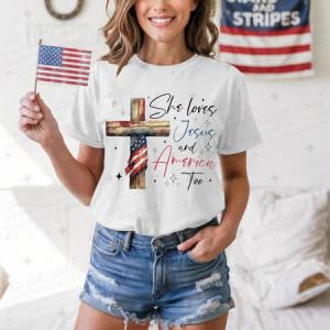 SHE LOVES JESUS AND AMERICA TOO - DTF TRANSFER