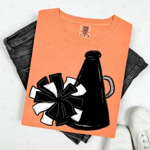 POMPOM & MEGAPHONE - BLACK - DTF TRANSFER