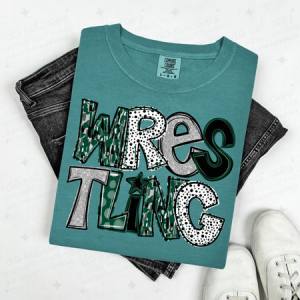 WRESTLING - DARK GREEN/SILVER/BLACK - DTF TRANSFER