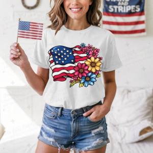 FLORAL AMERICAN FLAG - DTF TRANSFER