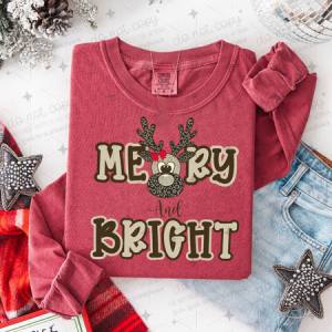 COQUETTE CAMO MERRY AND BRIGHT WITH REINDEER - DTF TRANSFER