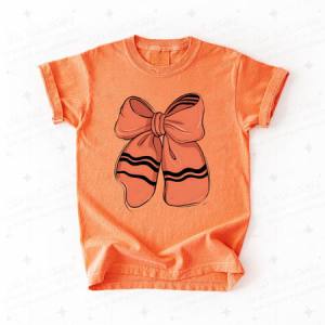 COQUETTE ORANGE CRAYON BOW - DTF TRANSFER