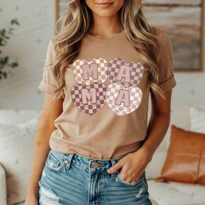 MAMA CHECKERED HEARTS - DTF TRANSFER