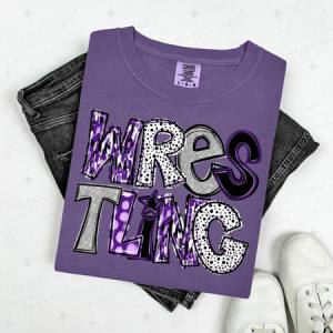 WRESTLING - PURPLE/SILVER/BLACK - DTF TRANSFER