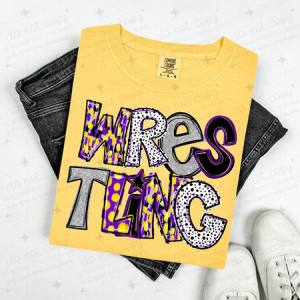 WRESTLING - PURPLE/YELLOW/SILVER/BLACK - DTF TRANSFER