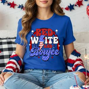 RED WHITE AND BOUJEE - FAUX GLITTER - DTF TRANSFER