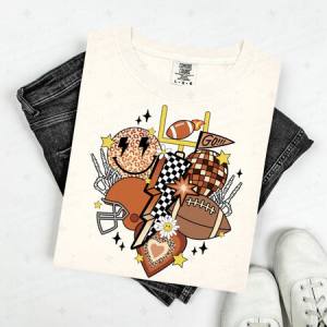 RETRO FOOTBALL - BROWN/ANIMAL PRINT - DTF TRANSFER