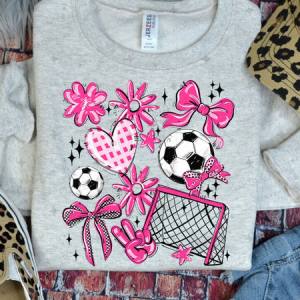 COQUETTE SOCCER GAME DAY DOODLE - PINK - DTF TRANSFER