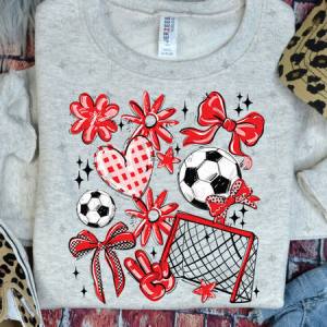 COQUETTE SOCCER GAME DAY DOODLE - RED - DTF TRANSFER