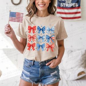 COQUETTE PATRIOTIC BOW GRID - DTF TRANSFER