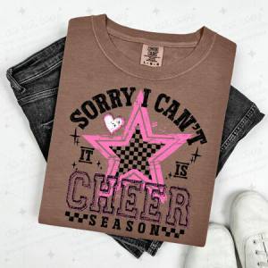 SORRY I CAN'T IT IS CHEER SEASON - BLACK/PINK - DTF TRANSFER