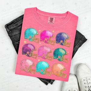 COLORFUL HELMETS - FAUX GLITTER - DTF TRANSFER