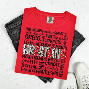 WRESTLING DOODLE - RED/GREY - DTF TRANSFER