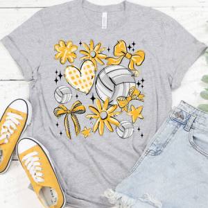 COQUETTE VOLLEYBALL DOODLE - YELLOW - DTF TRANSFER