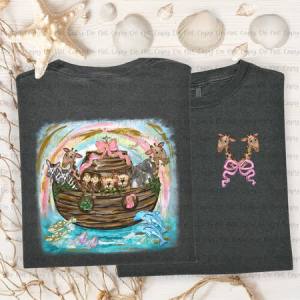 NOAH'S ARK WITH ANIMALS GIRL - FRONT+BACK - DTF TRANSFER