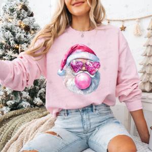 BUBBLEGUM SANTA - FAUX SEQUIN - DTF TRANSFER