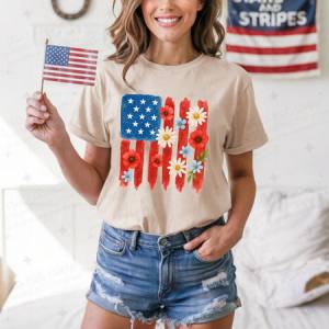FLORAL AMERICAN FLAG - DTF TRANSFER