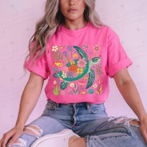 BOHO FLORAL SEA TURTLE - DTF TRANSFER